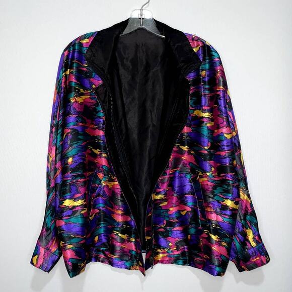 Vintage 1988 Seoul Olympic GDT Too Multicolored Reversible Bomber Jacket - Picture 2 of 9